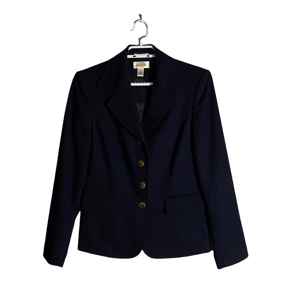 Talbots Women's Navy Wool Button Front Blazer